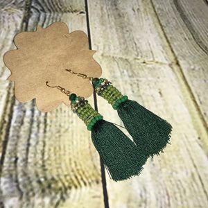 Emerald Color Tassel Earrings!